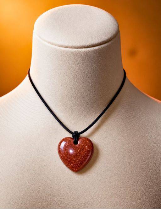 Pendentif coeur pierre de vertu Pierre de Soleil - Pierre d'or - Goldstone
