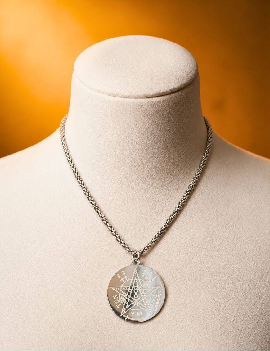 Pendentif Acier inoxidable Argenté- Tétragrammaton Plein- 28mm