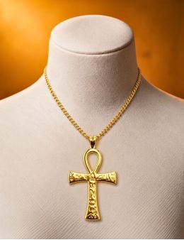 Pendentif en plaqué or Croix de vie - Croix d'Ankh - Croix ansée
