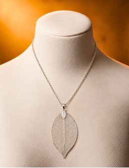 Pendentif Feuille acier inoxydable