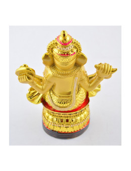 Statue Ganesha assis 12.5 cm - Or et rouge en résine
