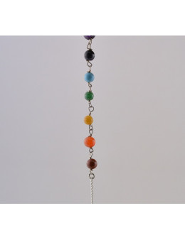 Pendule spiral en cristal de roche avec chaîne argentée