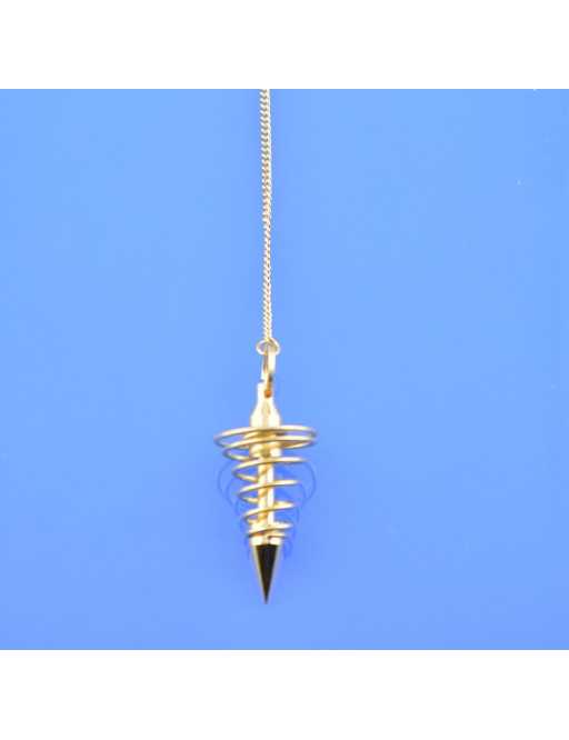 Pendule métal spiral doré avec chaîne dorée - Diamètre 1.6 cm
