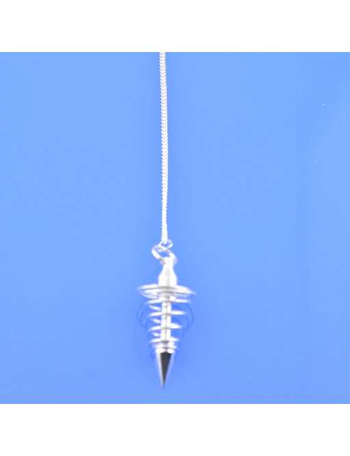 Pendule métal spiral argenté avec chaîne argentée - Diamètre 2.5 cm Pendule métal spiral argenté avec chaîne argentée - Diamètre 2.5 cm