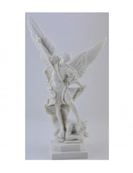 Statue Saint Michel en résine blanche 23 cm