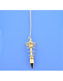Pendule métal spiral doré avec chaîne dorée