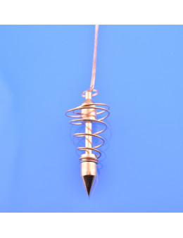 Pendule métal spiral cuivré avec chaîne cuivrée - Diamètre 1.6 cm