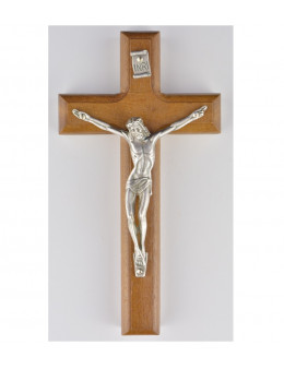 Croix en bois 17 cm et Christ métallique 