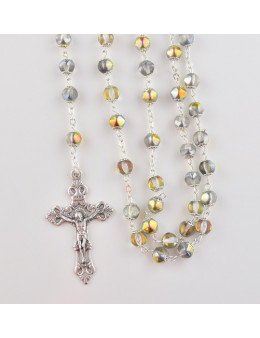 Chapelet avec chaîne argentée et perles colorées