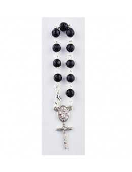 Dizainier avec chaîne argentée et perles noires imitation bois