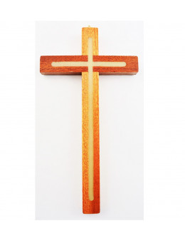 Croix bois avec intérieur phosphorescent lumineux