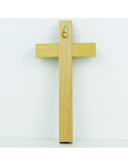 Crucifix en bois naturel et métal