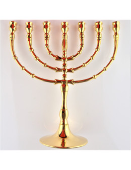 Ménorah ou chandelier 7 branches en bronze - 28 cm