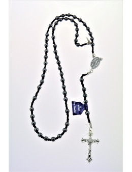Chapelet dominicain en hématite avec corde