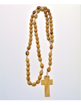 Chapelet dominicain corde et perles ovales de bois