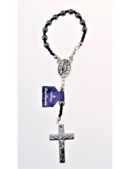Dizainier corde, perles et croix Hématite