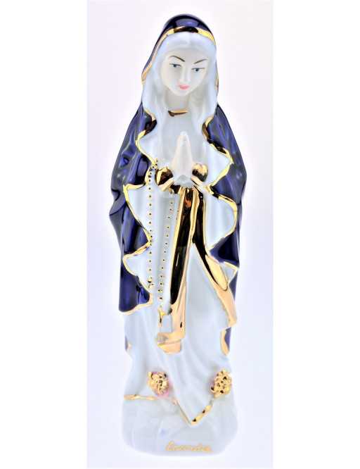 Statuette Notre-Dame de Lourdes en céramique brillante colorée 20 cm