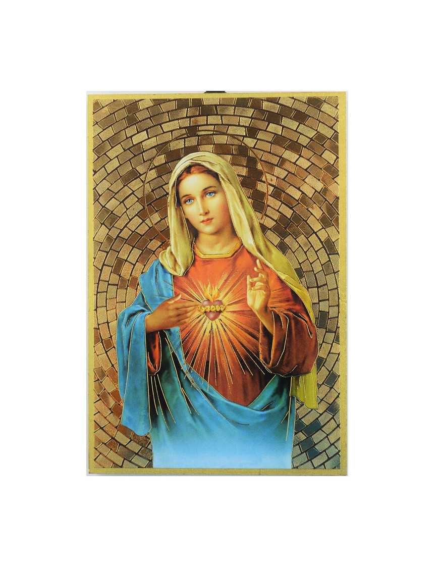 Image sainte sur bois - Sacré-coeur de Marie - 15x10