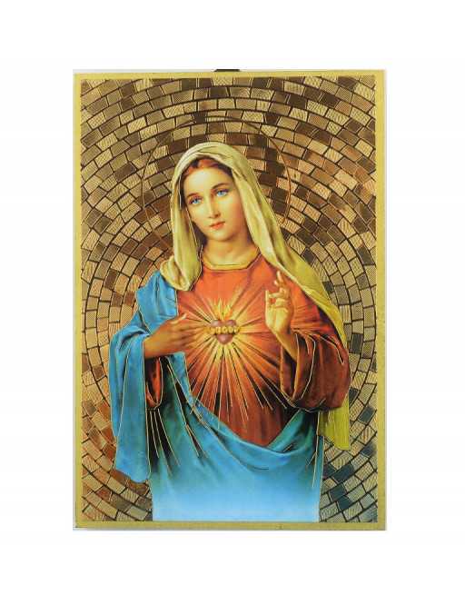 Image sainte sur bois - Sacré-coeur de Marie - 15x10