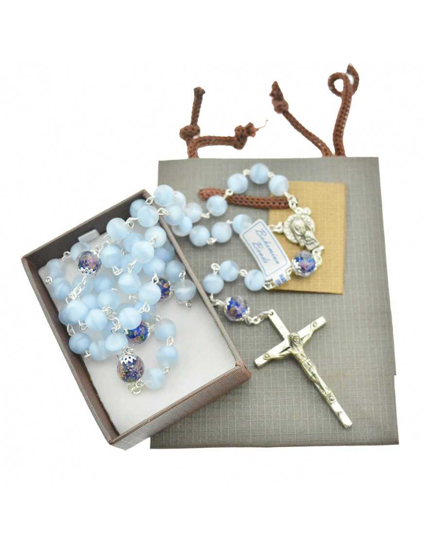 Chapelet cristal de bohème avec paters, coffret et emballage cadeau