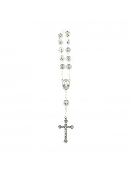 Dizainier métal argenté Vierge Miraculeuse avec fermoir mousqueton