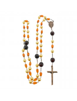 Chapelet de prestige, perles couleur ambre, avec boit