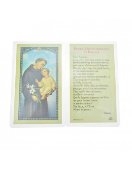 Carte plastifiée Saint Antoine avec prière au dos 11 x 6 cm