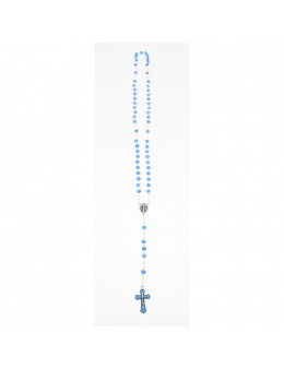 Chapelet Vierge miraculeuse chaîne avec perles bleues avec boite