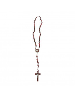 Chapelet dominicain corde avec perles en bois ovales et fermoir