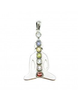 Pendentif Yogi, argent 925 et pierres serties
