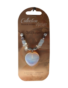 Collier pendentif coeur Opalite et perles baroques