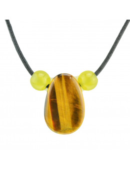 Collier corde et pierres, composition unique Oeil de tigre et jade