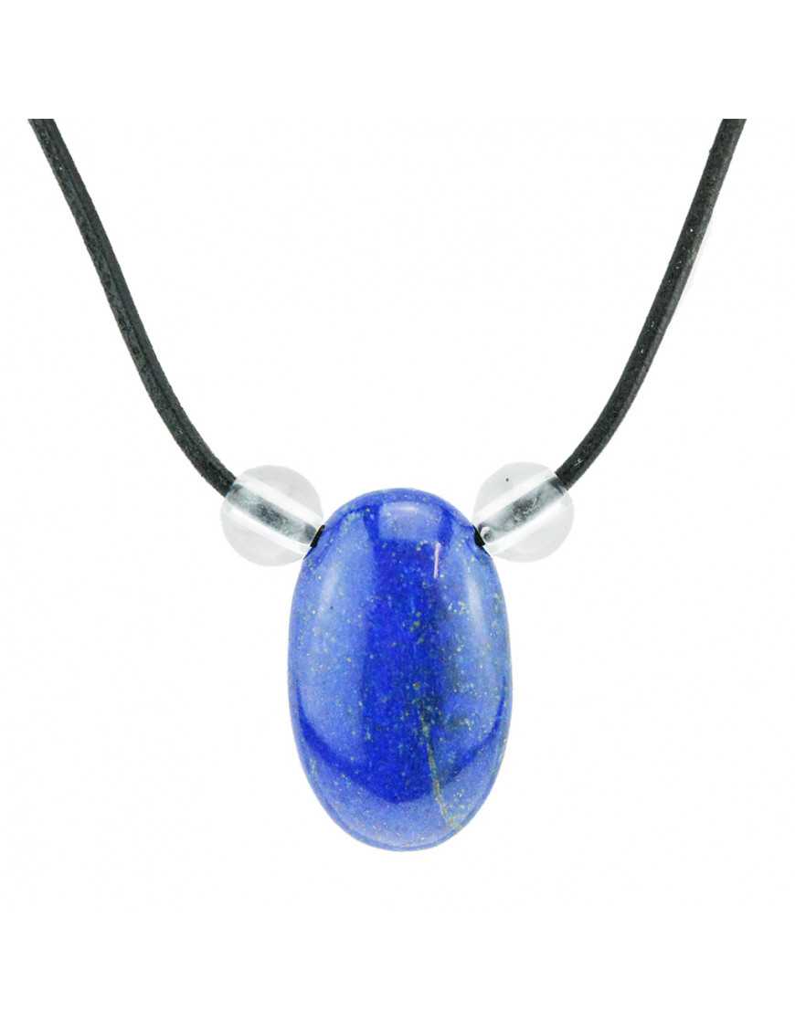 Collier corde et pierres, composition unique Lapis Lazuli et cristal de roche
