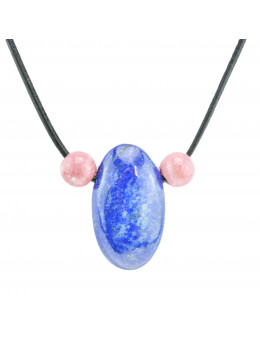 Collier corde et pierres, composition unique Lapis Lazuli et Rhodonite