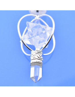 Pendule Merkaba spécial Cristal de roche chaîne argentée